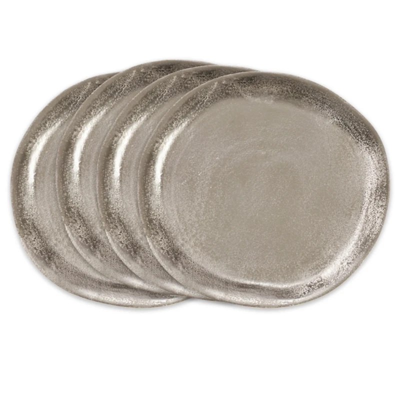 Brushed Gray Metal Charger Plates, Set of 4