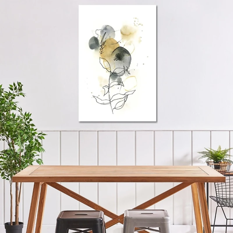 Mustard Yellow and Gray Abstract Canvas Art Print