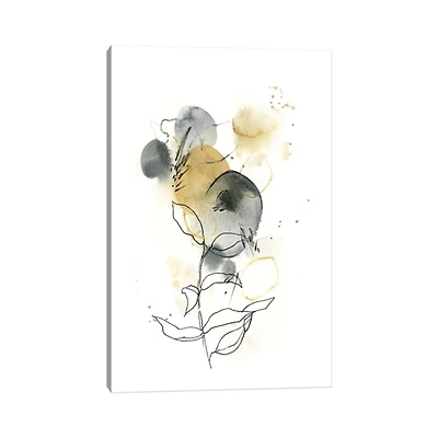 Mustard Yellow and Gray Abstract Canvas Art Print