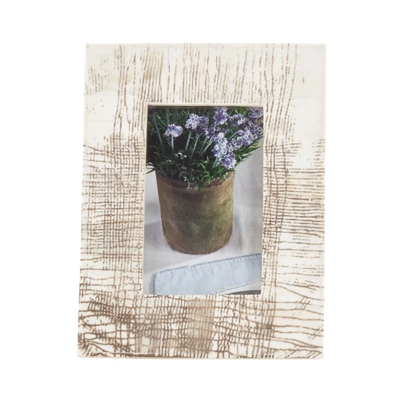 Bone Distressed Crosshatch Picture Frame, 5x7