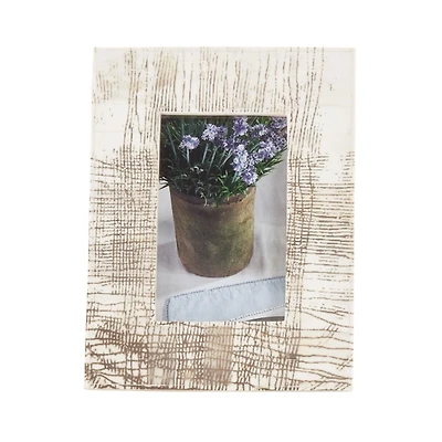 Bone Distressed Crosshatch Picture Frame, 5x7