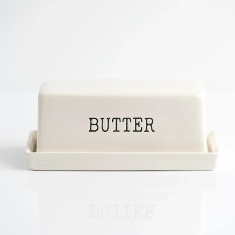 White Debossed Butter Dish