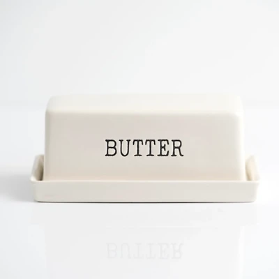 White Debossed Butter Dish