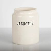 White Debossed Utensil Crock