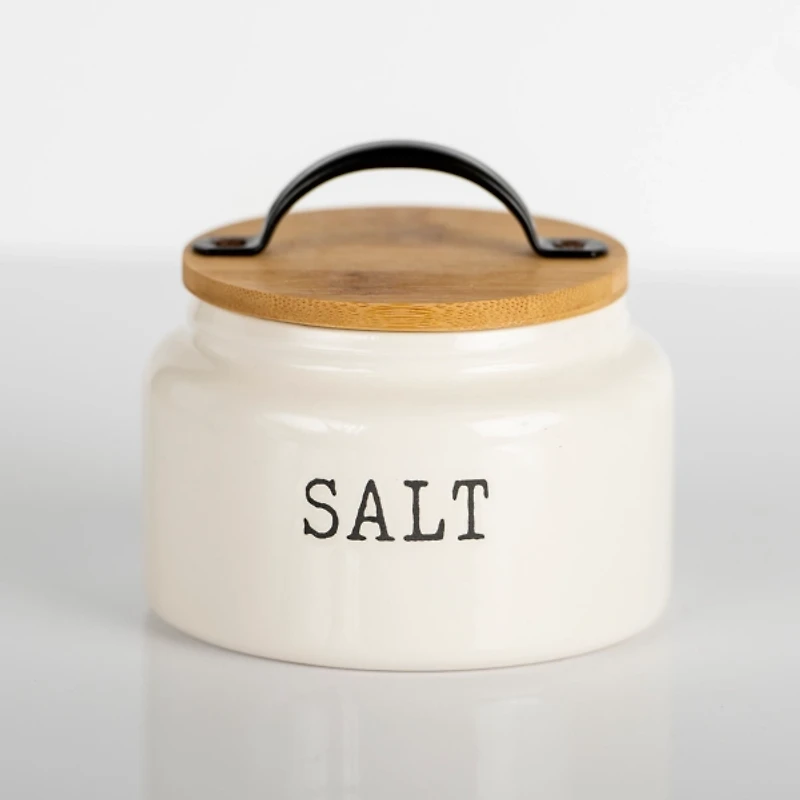 White Debossed Salt Cellar