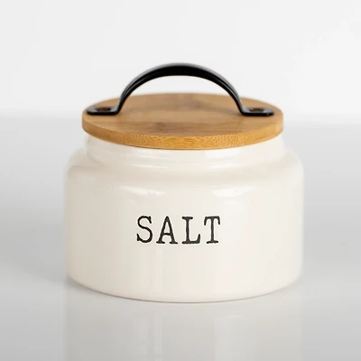 White Debossed Salt Cellar
