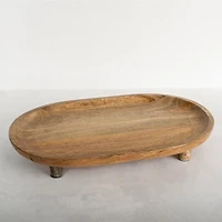 Oval Mango Wood Footed Serving Platter