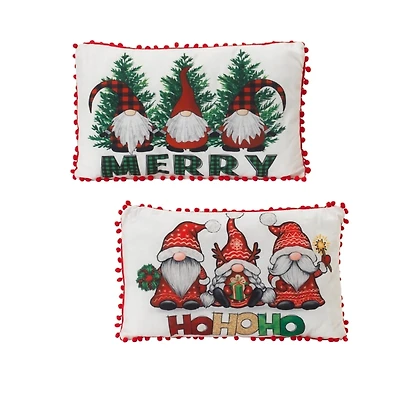 Merry HoHoHo Gnomes Lumbar Pillows, Set of 2