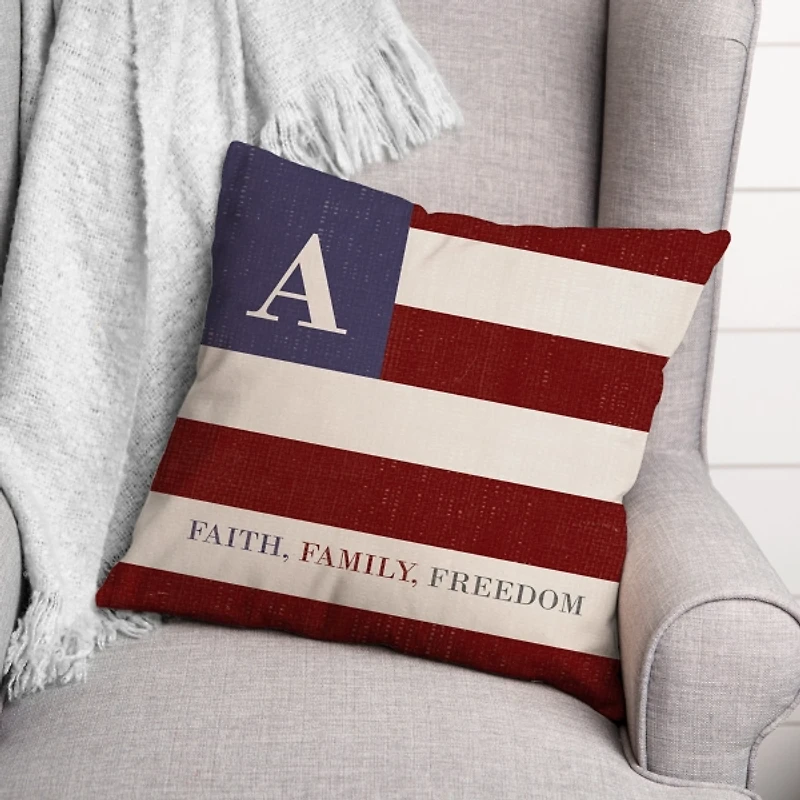 Personalized Monogram Flag Pillow