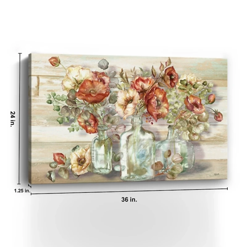 Poppies and Eucalyptus Canvas Wall Art