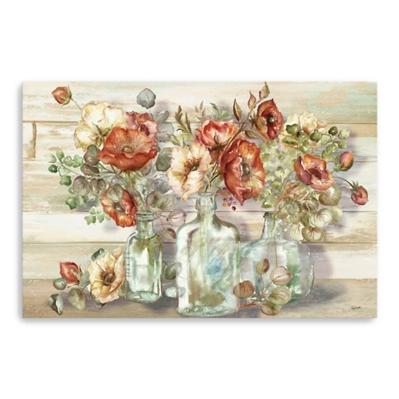 Poppies and Eucalyptus Canvas Wall Art