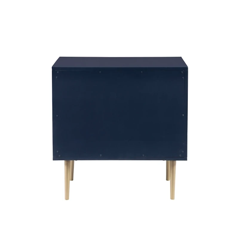 Blue 2-Drawer Nightstand with Gold Hardware