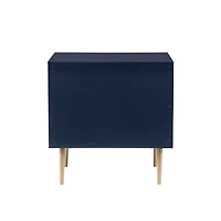 Blue 2-Drawer Nightstand with Gold Hardware