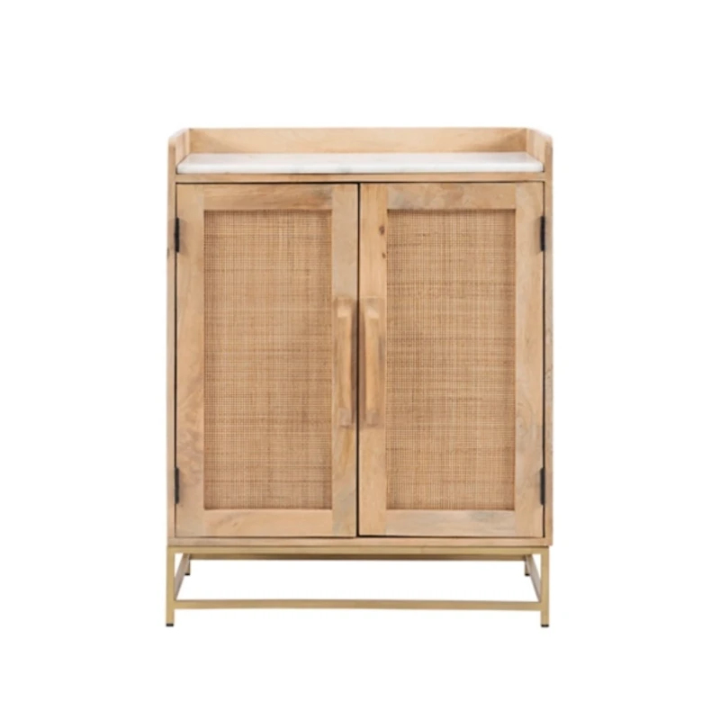 Natural Marble Rattan Front Bar Cabinet