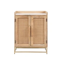 Natural Marble Rattan Front Bar Cabinet