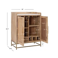 Natural Marble Rattan Front Bar Cabinet