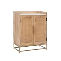 Natural Marble Rattan Front Bar Cabinet