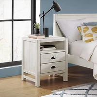 White Wood Open Shelf Nightstand