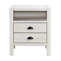 White Wood Open Shelf Nightstand