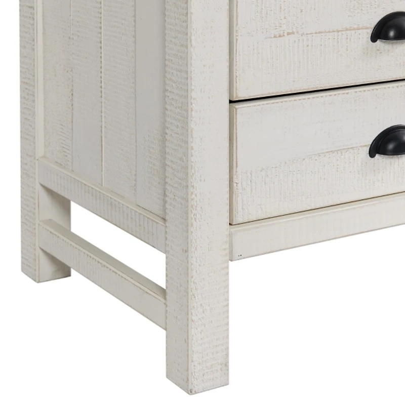 White Wood Open Shelf Nightstand