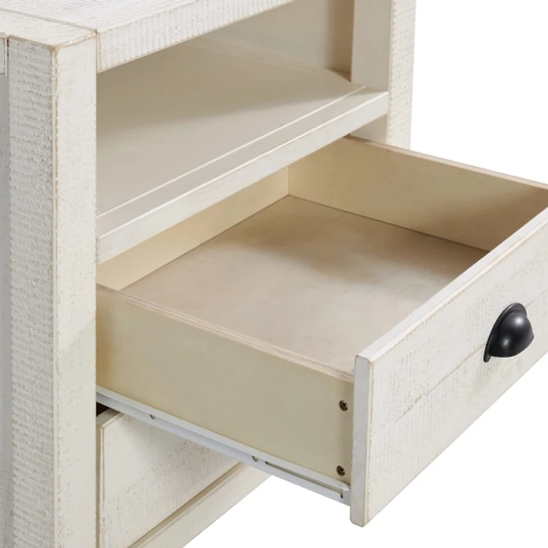 White Wood Open Shelf Nightstand