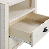 White Wood Open Shelf Nightstand