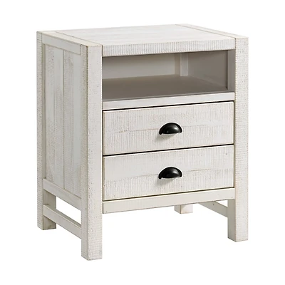 White Wood Open Shelf Nightstand