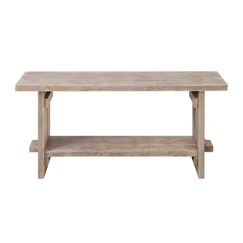 Natural Rustic Whitewashed Mango Wood Bench