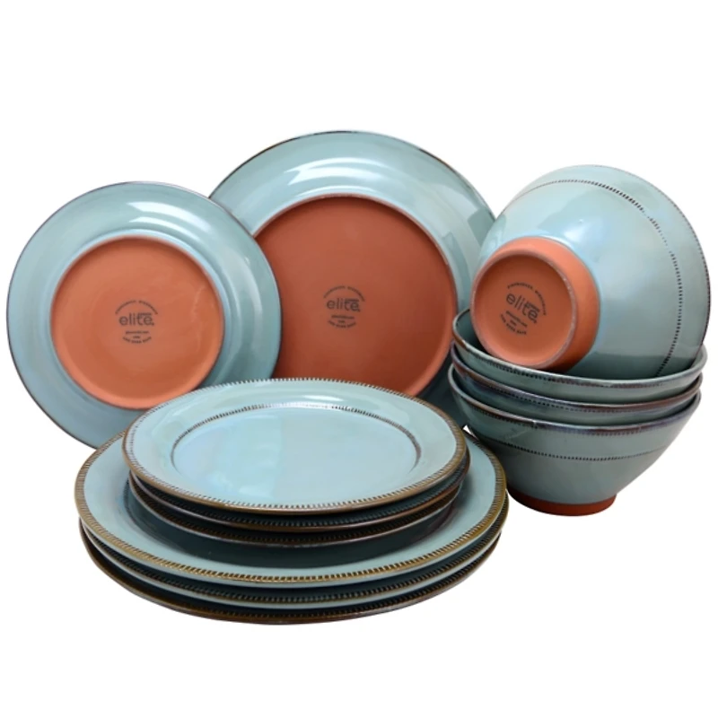 Azure Glazed Round 12-pc. Dinnerware Set