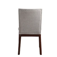 Greige and Walnut Dining Chairs, Set of 2