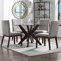 Greige and Walnut Dining Chairs, Set of 2