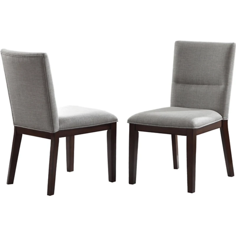 Greige and Walnut Dining Chairs, Set of 2
