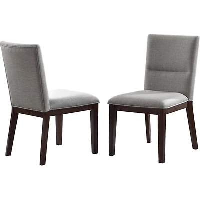 Greige and Walnut Dining Chairs, Set of 2