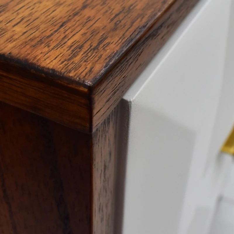 Brown and White Wood 2-Drawer Nightstand