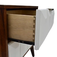 Brown and White Wood 2-Drawer Nightstand