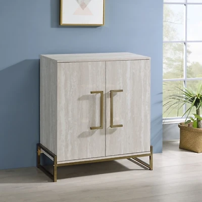 Marble Finish Gold Handle Storage Cabinet