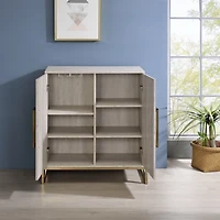 Marble Finish Gold Handle Storage Cabinet