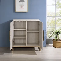 Marble Finish Gold Handle Storage Cabinet