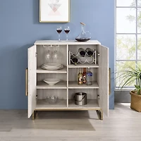 Marble Finish Gold Handle Storage Cabinet