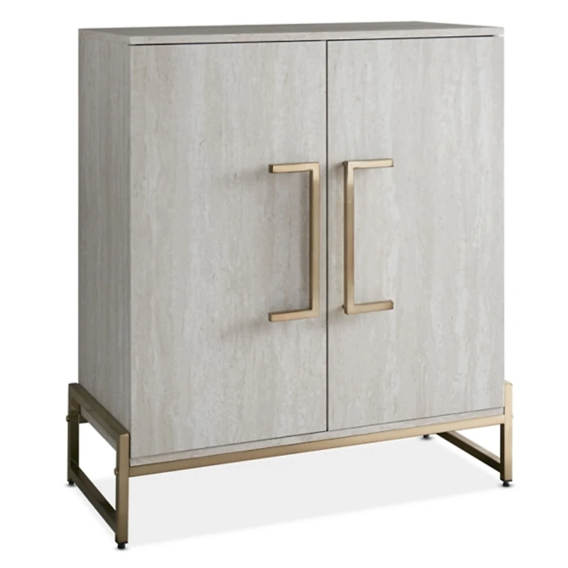 Marble Finish Gold Handle Storage Cabinet