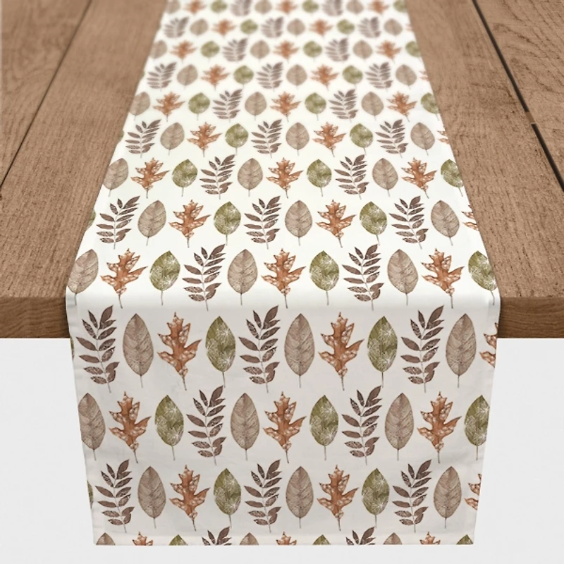 Neutral Leaf Pattern Table Runner, 72 in.