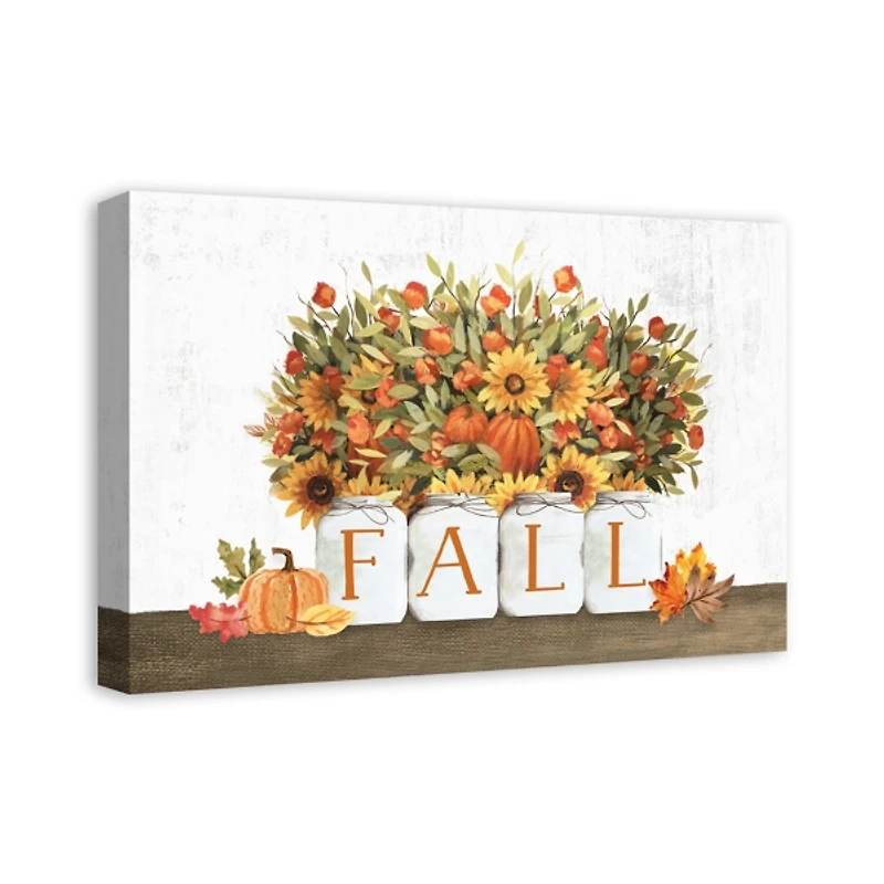 Fall Florals in Jars Canvas Art Print