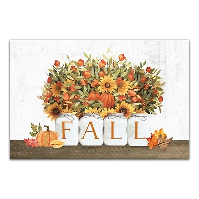 Fall Florals in Jars Canvas Art Print