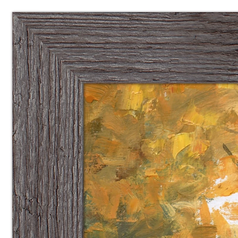 Fall Floral Dog Truck Framed Canvas Art Print