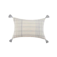 Stone Plaid Cotton Lumbar Pillow