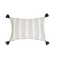 Navy Stitched Stripe Lumbar Pillow