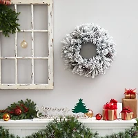 Pre-Lit Fully Flocked Pine Branch Wreath