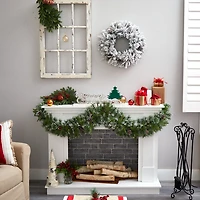 Pre-Lit Fully Flocked Pine Branch Wreath