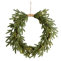 Pre-Lit Twine Bound Pine Branch Wreath