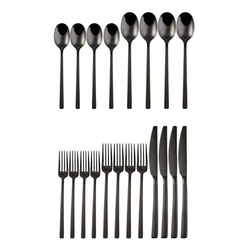 Black Mirrored Steel 20-pc. Flatware Set